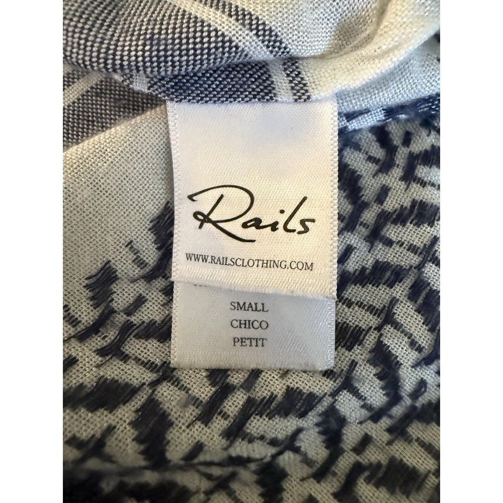 Rails x Anthropologie LILY YARN-DYED Sapphire Jacquard Blue Baja Top SM Hippie - Picture 5 of 9